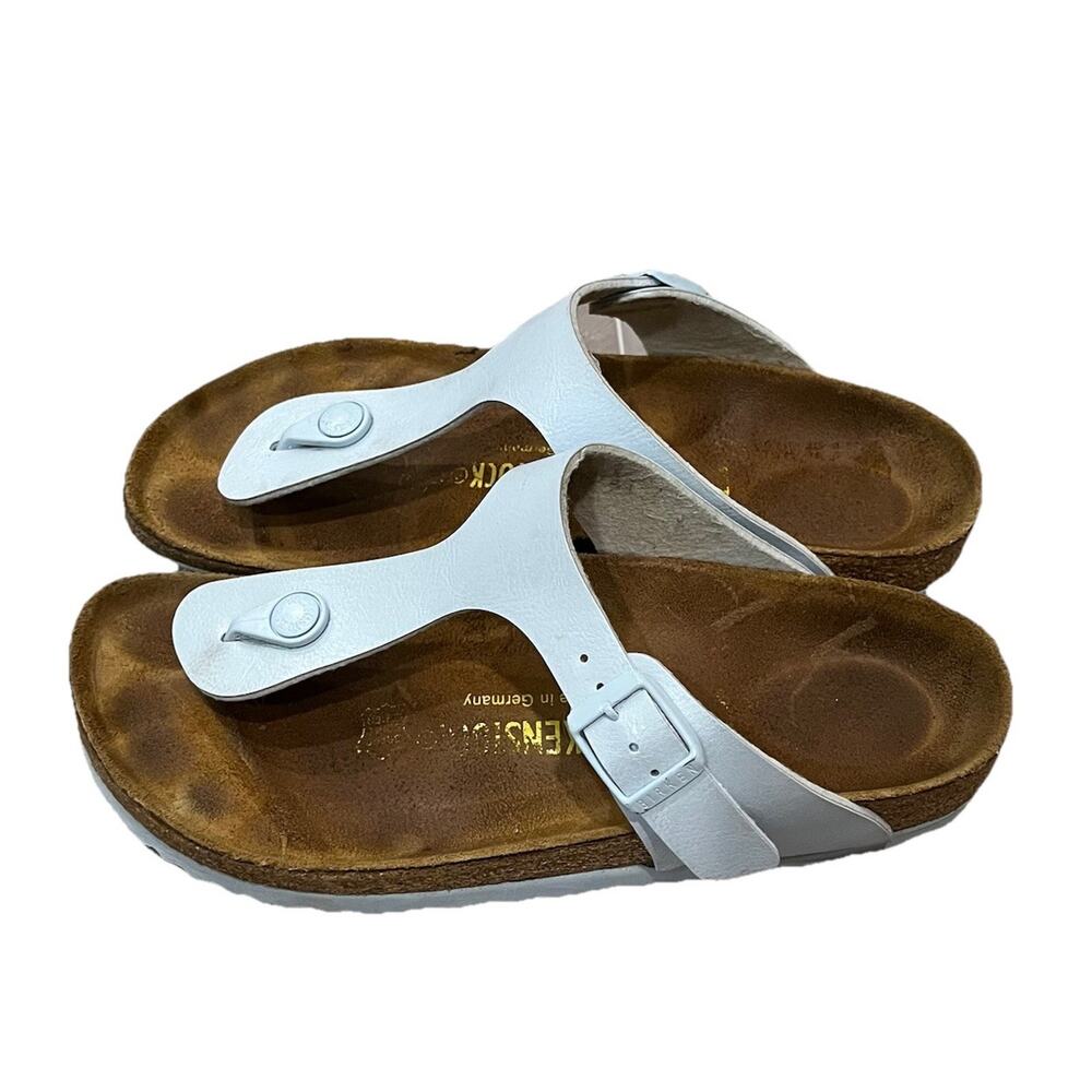 Birkenstock Gizeh Light Blue T-Strap Sandals Womens Size 37 US 7 Low Flat Heel